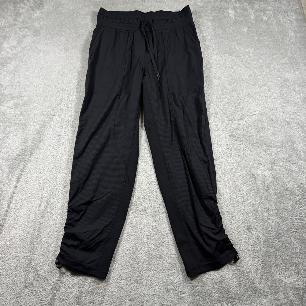 Lululemon Dance Studio Mid-Rise Crop 25" Women 4 Black Ruched Drawstring Jogger‎